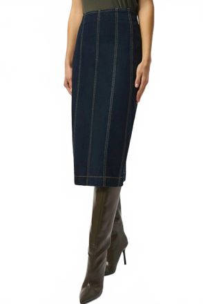 Joseph Ribkoff Panelled Stretch Midi Denim Skirt In Indigo