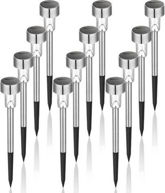 OEM Juego De 12 Luces Solares Exteriores Impermeables De Acero Inoxidable, Alimentadas Por Energ&iacute;a Solar, Para Patio, C&eacute;sped, Jard&iacute;n Y Paisajismo (morado)