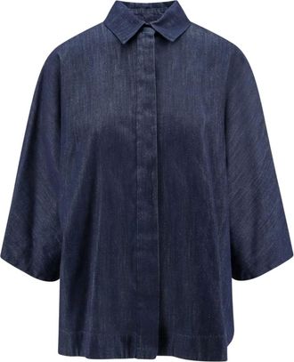 Max Mara Dames, Blouses & Shirts, Blauw, Maat: 2XS Katoen