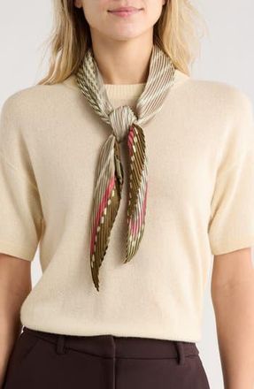 Nordstrom Rack Pleated Satin Scarf in Brown- Pink Linear at Nordstrom Rack