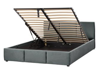 Beliani Estructura de cama de tejido gris 140x200