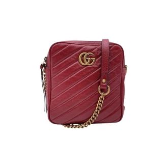 Gucci Pre-owned GG Marmont Double Zip Tall Camera Bag - Dames - Pre-owned - Rood - Maat: ONE Size Leer