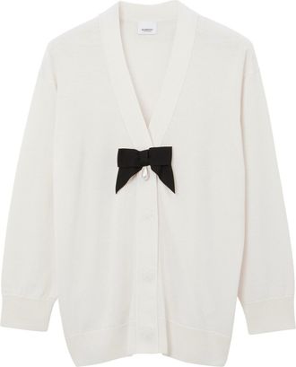 Burberry White Bow and Pearl Detail Cardigan Size XS