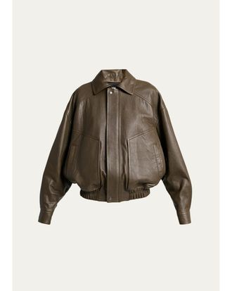 Saint Laurent Grained Lambskin Leather Bomber Jacket