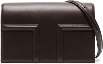 Toteme T Flap leather crossbody bag - women - Calf Leather - One Size - Brown