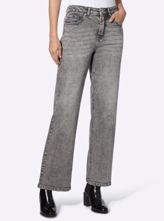 Heine Bequeme Jeans HEINE, Damen, Gr. 34, Normalgr&ouml;ssen, grau denim, 98% Baumwolle, 2% Elasthan, unifarben, lang, Jeans Bequeme Jeans