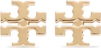 Tory Burch Miller logo stud earrings - women - 18kt Gold Plated Brass - One Size