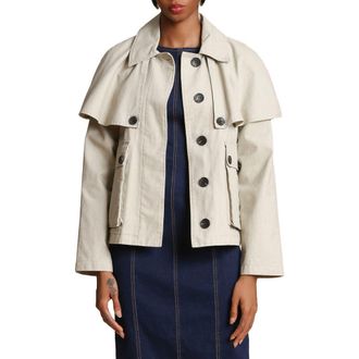 Avec Les Filles Cotton Cape Jacket in Limestone at Nordstrom, Size Xx-Large