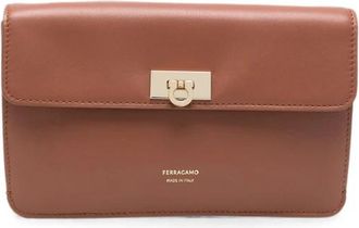 Ferragamo Gancini Clutch - female - Ferragamo - Clutches - Brown - ONE SIZE - Bags