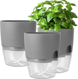 OEM Juego De Macetas Autorriego Para Hierbas Arom&aacute;ticas, Juego De 3-182 X 11 X 153 Cm, Maceta Gris Para Hierbas Frescas De Cocina