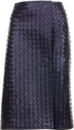 Bottega Veneta Womens Sheath Midi Skirt - Black Leather - Size EU 36 (Womens)