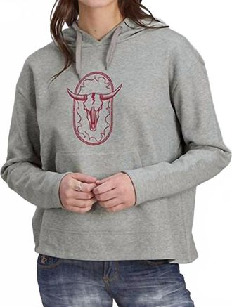 Roper Womens Cotton Fleece Hooded Sweatshirt In Grey