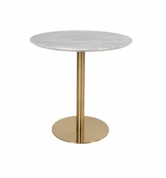 Moloo Mesa de comedor 2 personas &oslash;90 acabado en m&aacute;rmol y lat&oacute;n