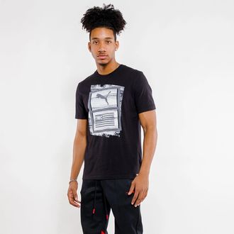 Puma X TMC Hussle T-Shirt Mens Black Graphic Print Short Sleeve JZZ356