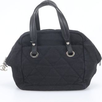 Chanel Black Leather Shoulder Bag Tote Bag (Pre-Owned)