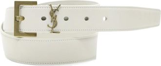 Saint Laurent Monogram Buckle Belt - female - Saint Laurent - Belts - Beige - 70 CM - Accessories
