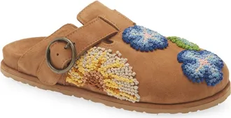 Laidbacklondon Drift French Knot Slide Sandal in Mustard Suede/multi at Nordstrom, Size 38
