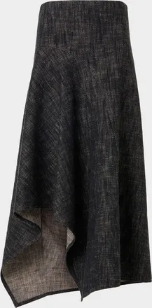Akris Washed Heavyweight Cotton Denim Midi Skirt
