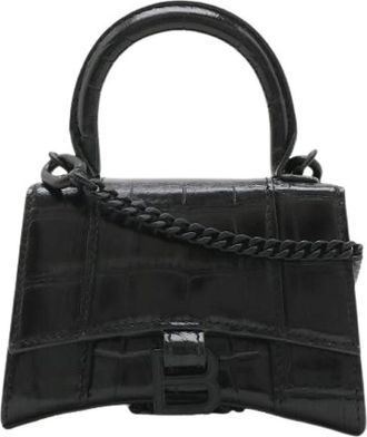 Balenciaga Pre-owned Hourglass Mini 2way Shoulder Bag - Dames - Vintage Mini Tas - Zwart - ONE Size - Leer - Vintage