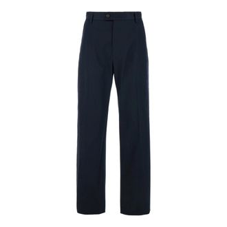 Alexander McQueen Broeken, Heren, Blauw, L, Katoen, Getailleerde Rechte Broek Blauw Katoen