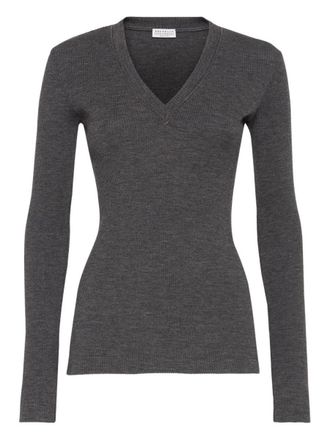 Brunello Cucinelli Wool V-Necked Sweater