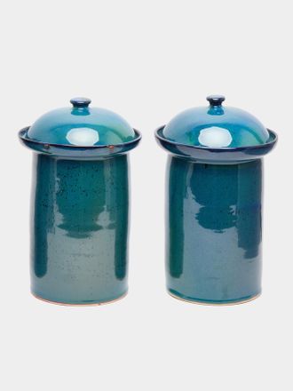 Mervyn Gers Ceramics Hand-Glazed Ceramic Lidded Pots (Set of 2)