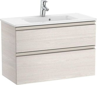 Roca Roca - Pack Unik mueble base compacto de 2 cajones + lavabo the gap Color: Fresno nórdico - Medidas: 805x380x537 mm