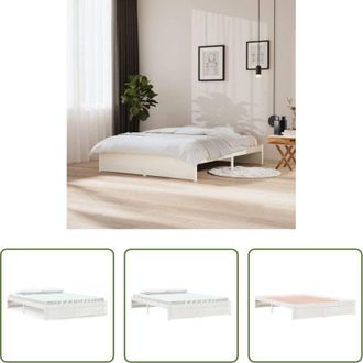 vidaXL vidaXL Letto king size - Giroletto Bianco in Legno Massello 150x200 cm King Size
