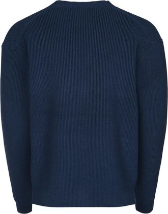 Maison Kitsun&eacute; Mens Ribbed Cotton-Blend Cardigan Navy Polyamide