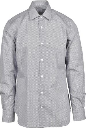 Borsa Grey Slim-Fit Geometric Print Cotton Shirt