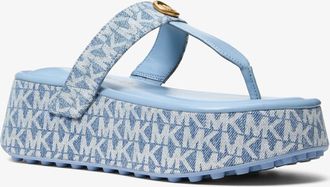 Michael Kors Koya Signature Logo Denim Platform Flip Flop