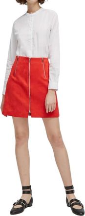 French Connection Glass Stretch Mini Skirt With Zippers In Red