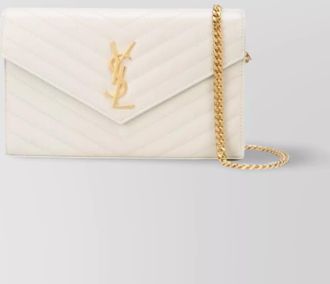 Saint Laurent calf leather chevron-quilted chain wallet