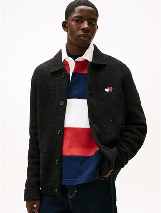 Tommy Hilfiger Mens Tommy Jeans Wool-Blend Cardigan - Black - L
