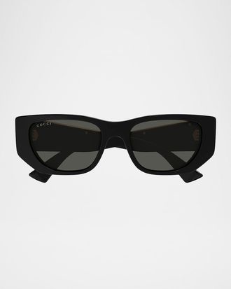 Gucci Subtle Web 53mm Geometric Acetate Sunglasses