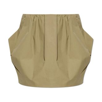 Balmain Short Skirts, female, Green, Size: S Cotton Poplin Balloon Skirt