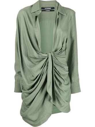 Jacquemus La Robe Bahia draped shirtdress - Green