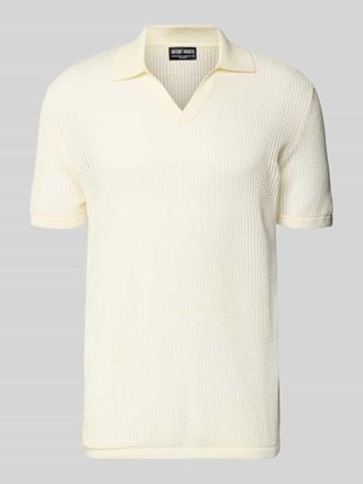 Antony Morato Slim Fit Poloshirt mit V-Ausschnitt in Offwhite, Gr&ouml;&szlig;e XXL