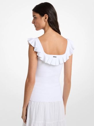Michael Kors Ruffled Stretch Viscose Tank Top