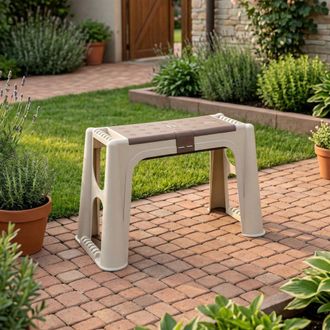 Dmora Banco Multiuso Con Un Compartimiento Del Soporte De La Herramienta En Polipropileno, Banco Con Asiento Y Caja De Contenedores, 100% Made In Italy, 58x