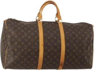 Louis Vuitton Pre-owned Keepall 55 Boston Bag - Dames - Vintage Weekendtas - Bruin - ONE Size - Katoen - Vintage