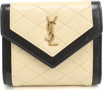 Saint Laurent Beige Leather Wallet (Tri-Fold) (Pre-Owned)