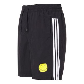 adidas neo M Smly Shorts Smiling Face Printing Stripe Sports Black GP5786