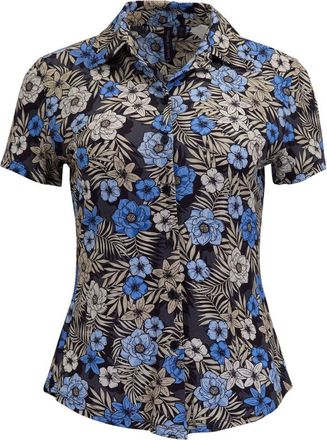Lords of Harlech Tropical Mix Womens Printed Button-Up Shirt in Tropical Mix Black at Nordstrom, Size X-Large