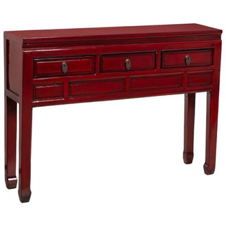 Wanderlust Deco Recibidor de madera rojo 129x30x89h cm