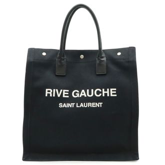 Saint Laurent Black Canvas Leather Tote Bag (Pre-Owned)
