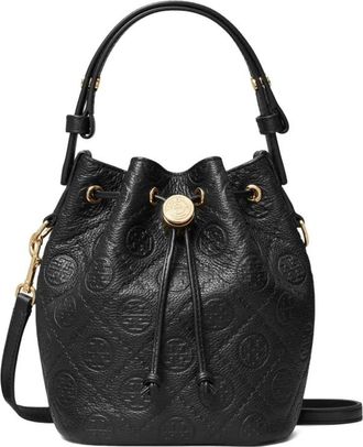 Tory Burch Borsa a secchiello T-Monogram in pelle trapuntata - Nero