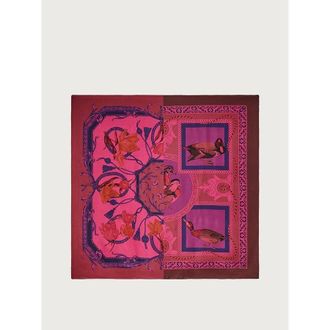 Ferragamo Womens Pink Silk Printed Scarf