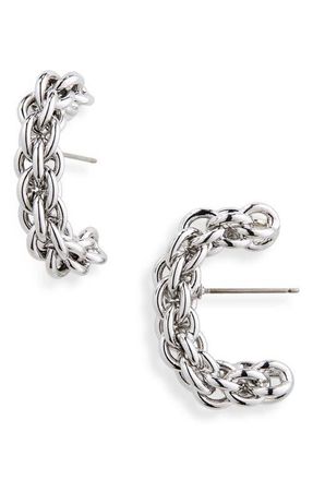 Demarson Dylan Huggie Hoop Earrings in Shiny Silver at Nordstrom