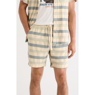 Lucky Brand Dobby Stripe Drawstring Shorts in Stormy Sea at Nordstrom Rack, Size Xx-Large